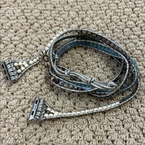 Silver and Blue Beaded I watch  Wrap Bracelet band
